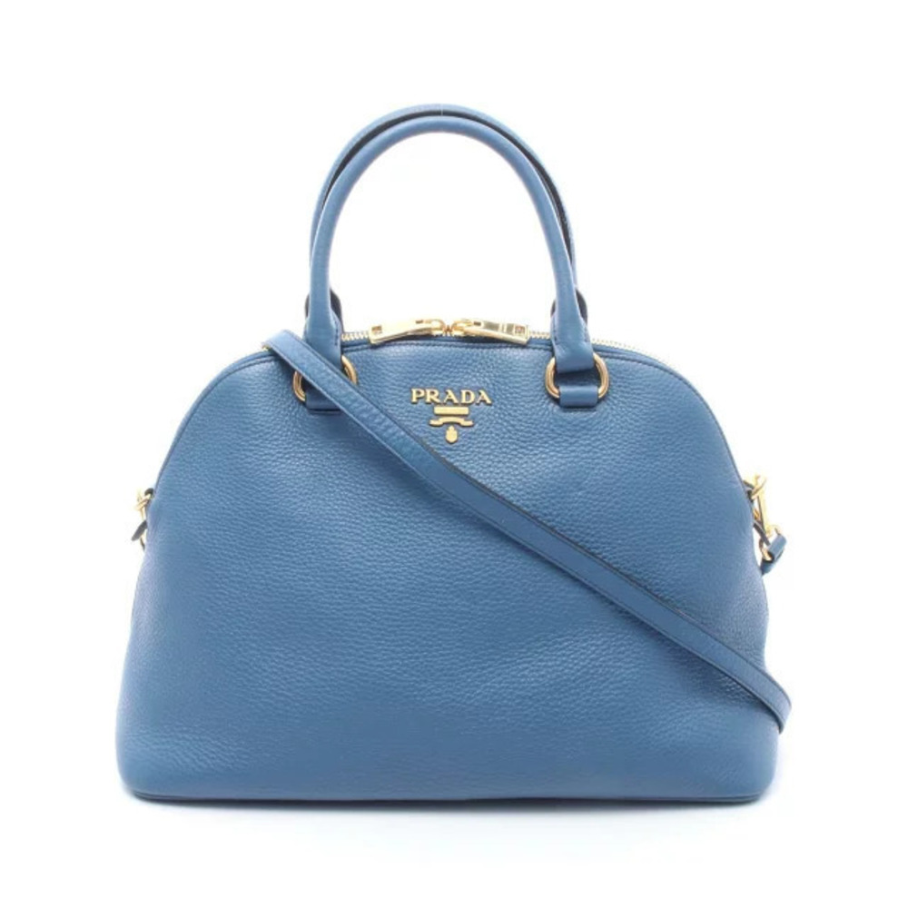 Prada Vitello Daino Handbag Leather Blue
